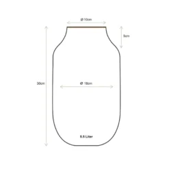 Metall Vase Oval Mittel Blau 30cm