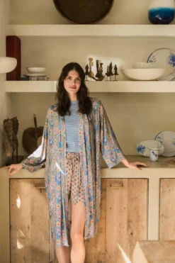 Naomi Kimono Ornamento Blau