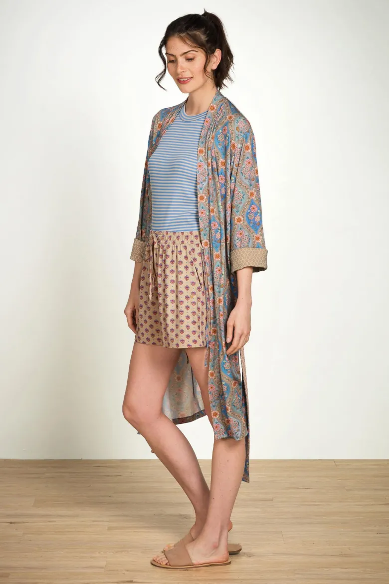 Naomi Kimono Ornamento Blau
