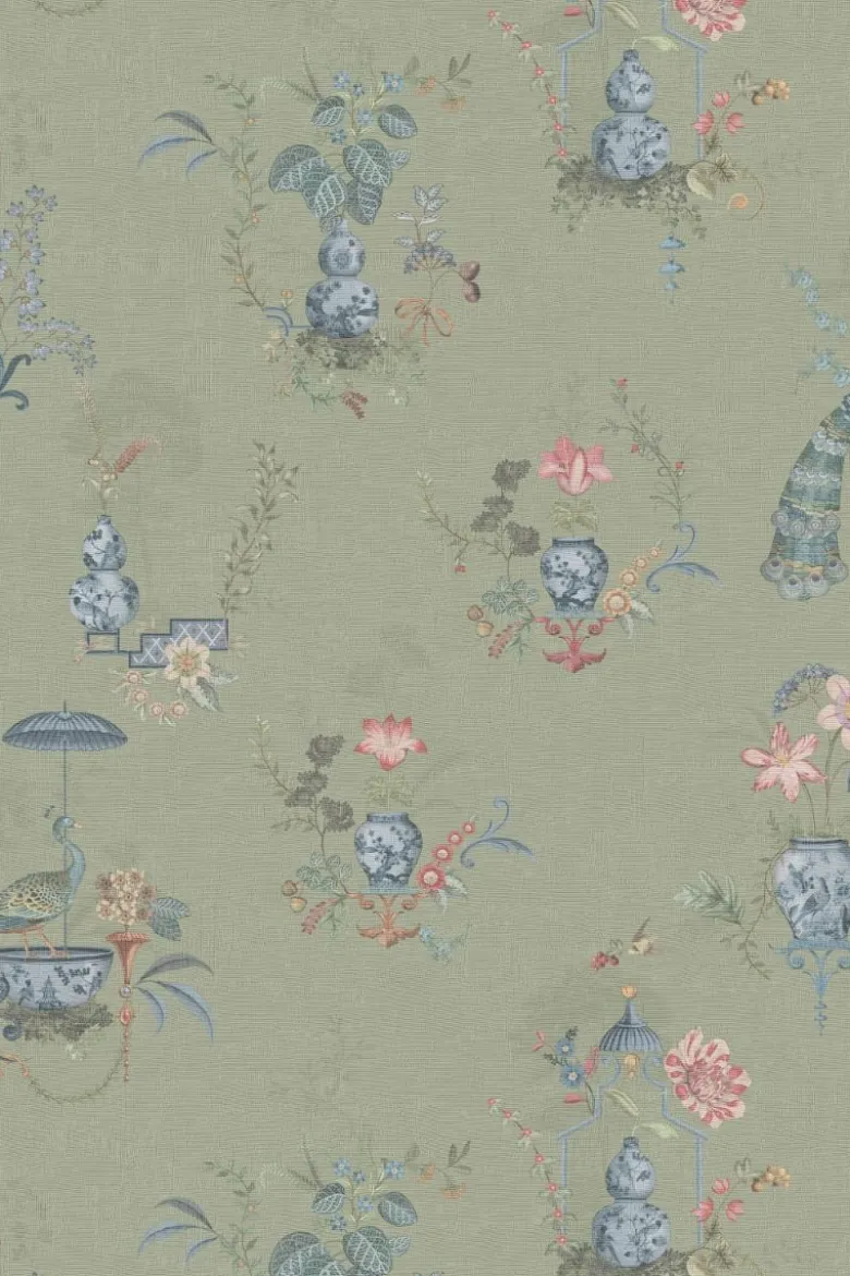 Pip Studio Chinese Porcelain Vinyltapete Hellgrün