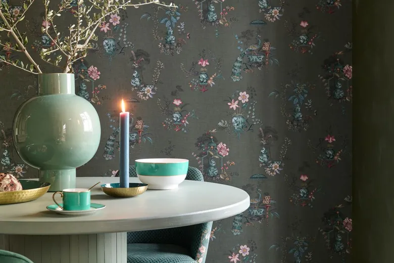 Pip Studio Chinese Porcelain Vinyltapete Dunkelgrün
