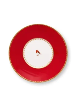 Set/2 Espresso Tasse & Untertasse Love Birds Streifen Rot-Rosa