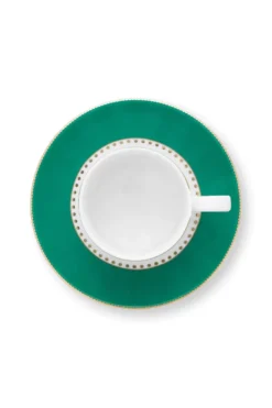 Set/2 Espresso Tasse & Untertasse Love Birds Streifen Emerald-Grün