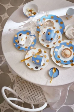Set/2 Essteller Dot Delight Hellblau/Gold 26.5cm