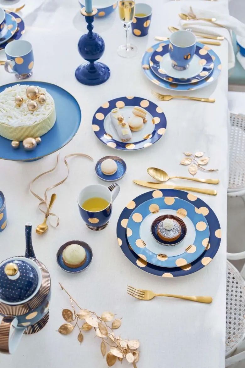 Set/2 Essteller Dot Delight Navy/Gold 26.5cm