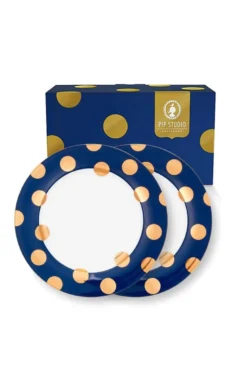 Set/2 Essteller Dot Delight Navy/Gold 26.5cm