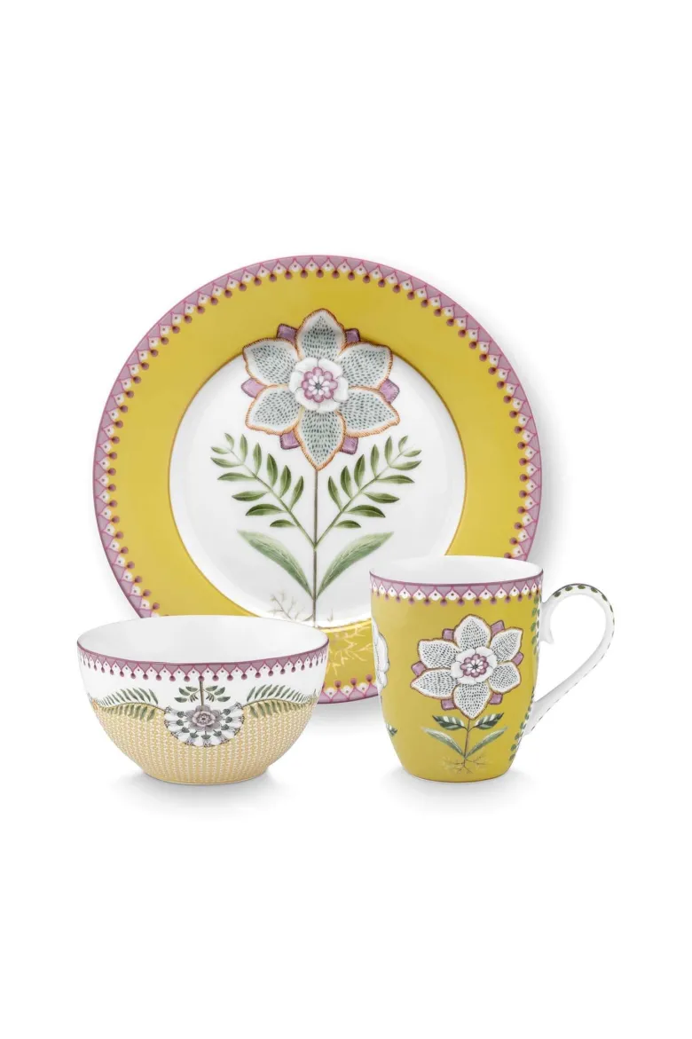 Set/3 Frühstück Set Lily&Lotus Gelb
