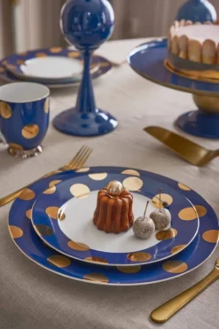 Set/2 Frühstücksteller Dot Delight Navy/Gold 21cm