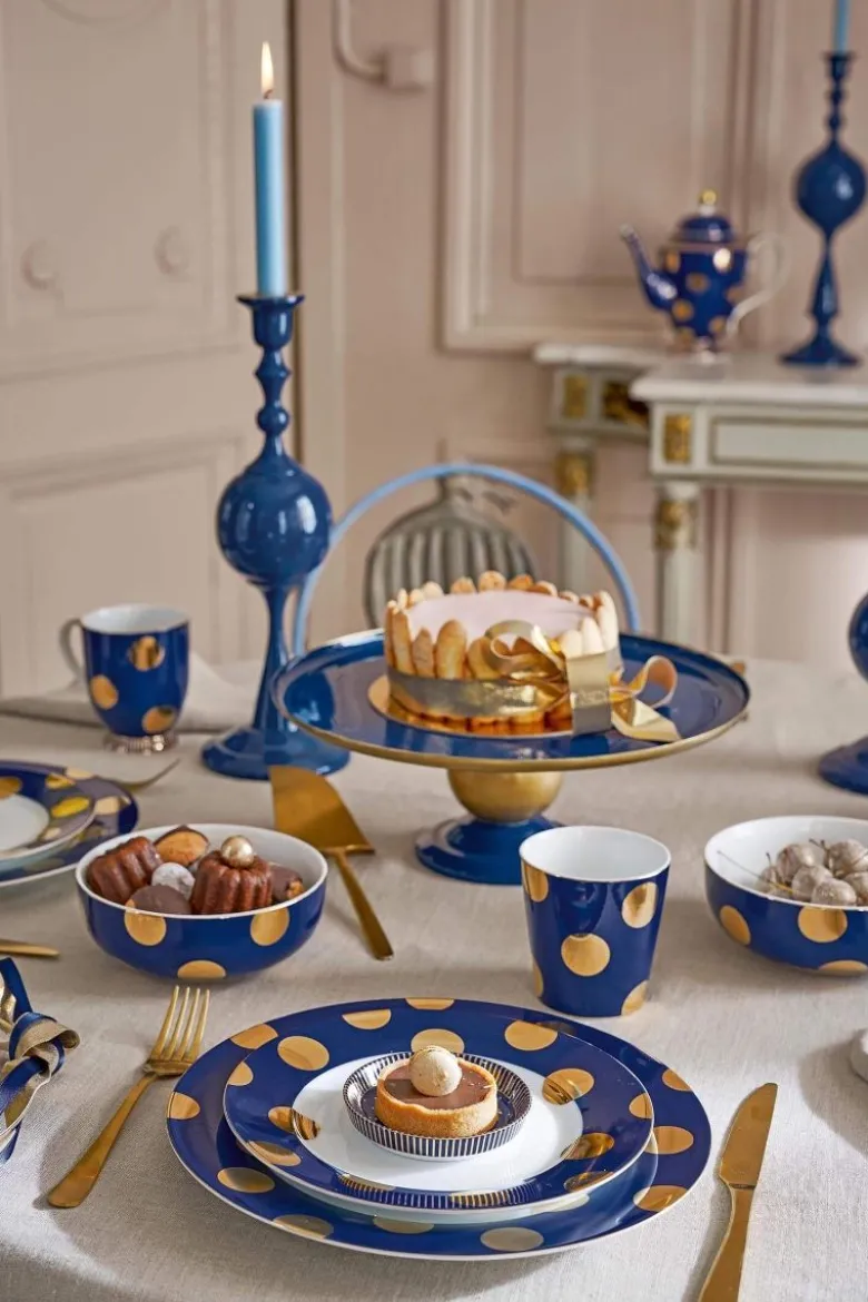 Set/2 Frühstücksteller Dot Delight Navy/Gold 23cm