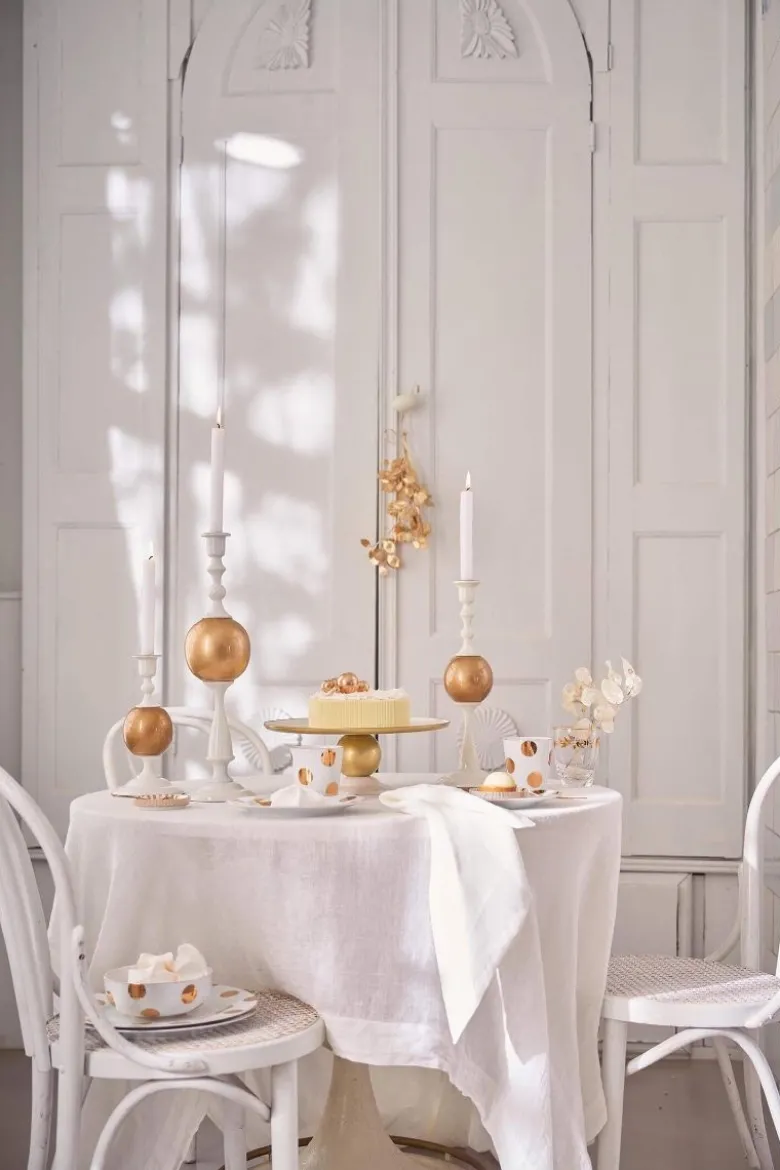 Set/2 Schalen Dot Delight Weiß/Gold 20cm