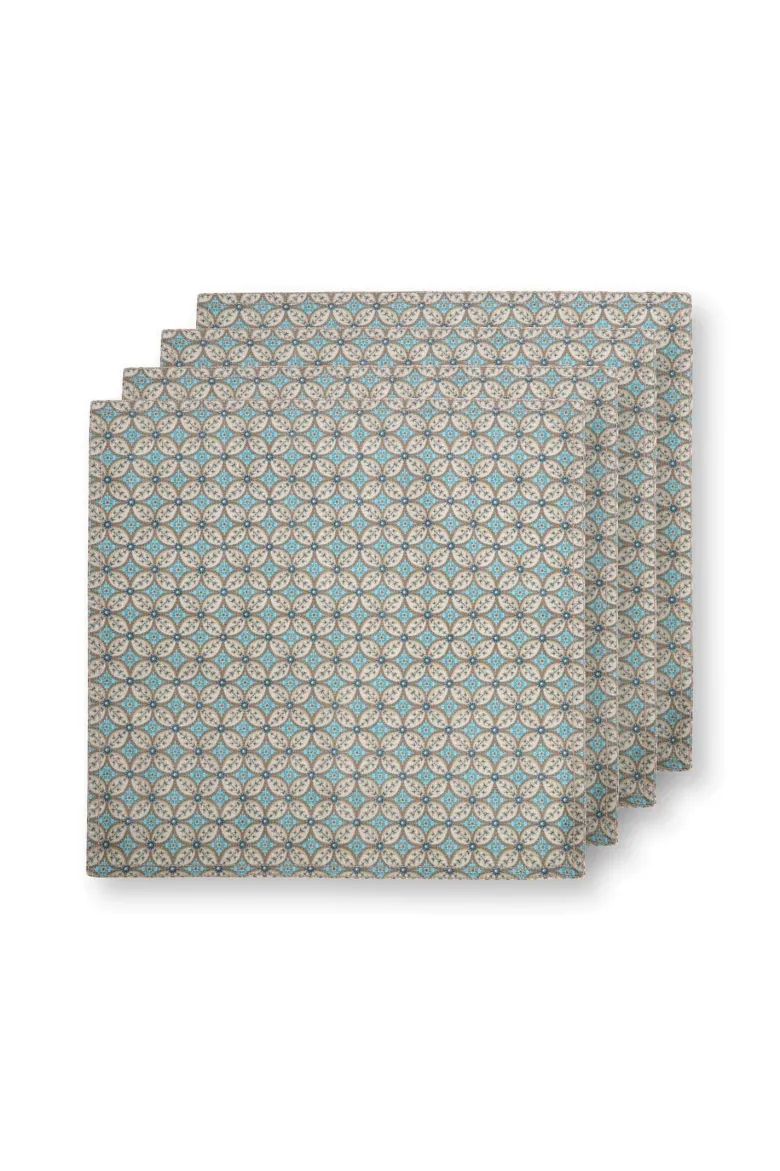 Set/4 Servietten Blooming Tales Bustani Khaki/Blau