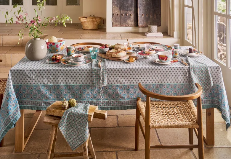 Set/4 Servietten Blooming Tales Bustani Khaki/Blau