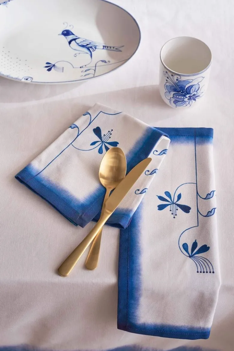 Set/2 Servietten Pip & The Blue Bird Blumen Blau