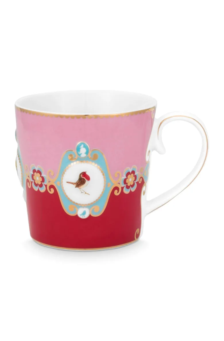 Set/2 Tassen Groß Love Birds Medallion Rot-Rosa