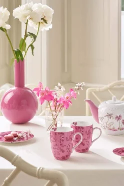 Set/2 Tassen Gross Jolie Blumen Rosa