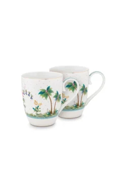 Set/2 Tassen Gross Jolie Punkte Gold Blau