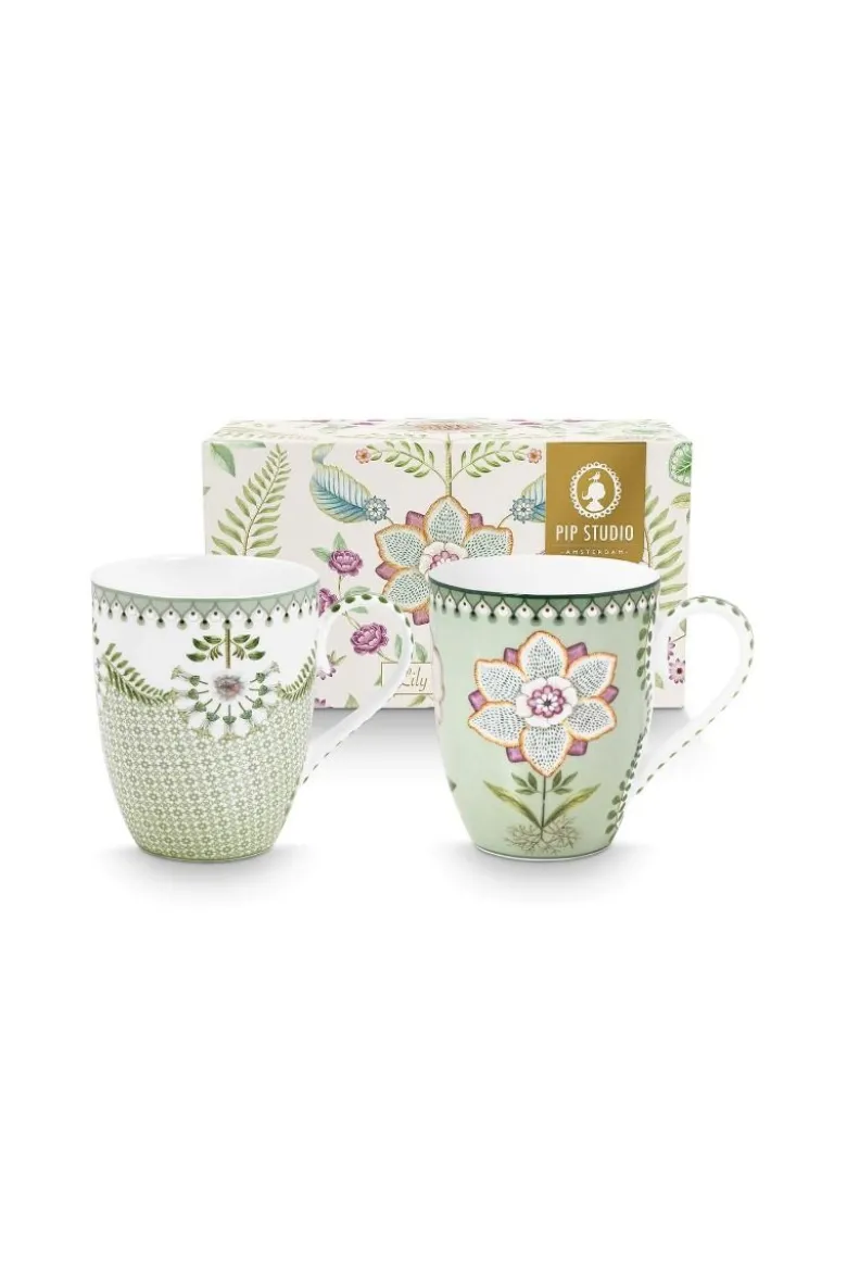 Set/2 Tassen Gross Lily&Lotus Hellgrün