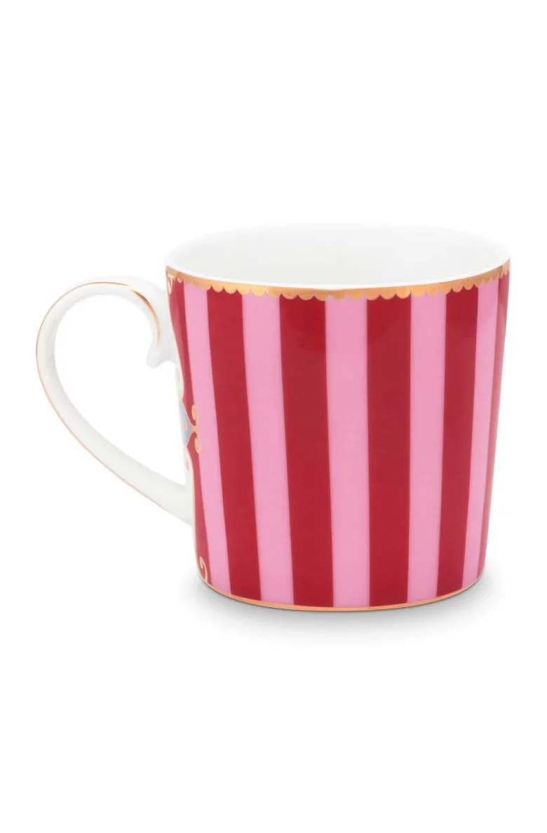 Set/2 Tassen Klein Love Birds Medallion Streifen Rot-Rosa