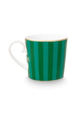 Set/2 Tassen Klein Love Birds Medallion Streifen Emerald-Grün