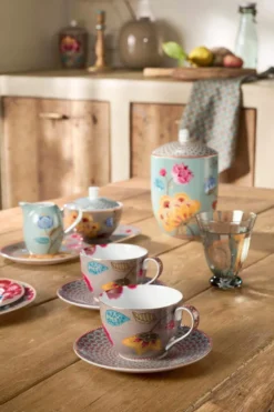 Set/2 Tasses et Soucoupes Blooming Tales Fantasy Khaki 300ml