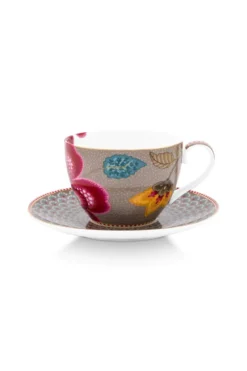 Set/2 Tasses et Soucoupes Blooming Tales Fantasy Khaki 300ml