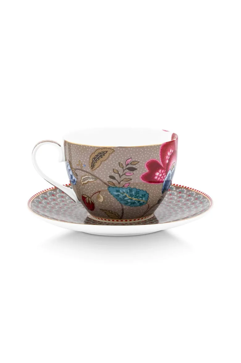 Set/2 Tasses et Soucoupes Blooming Tales Fantasy Khaki 300ml