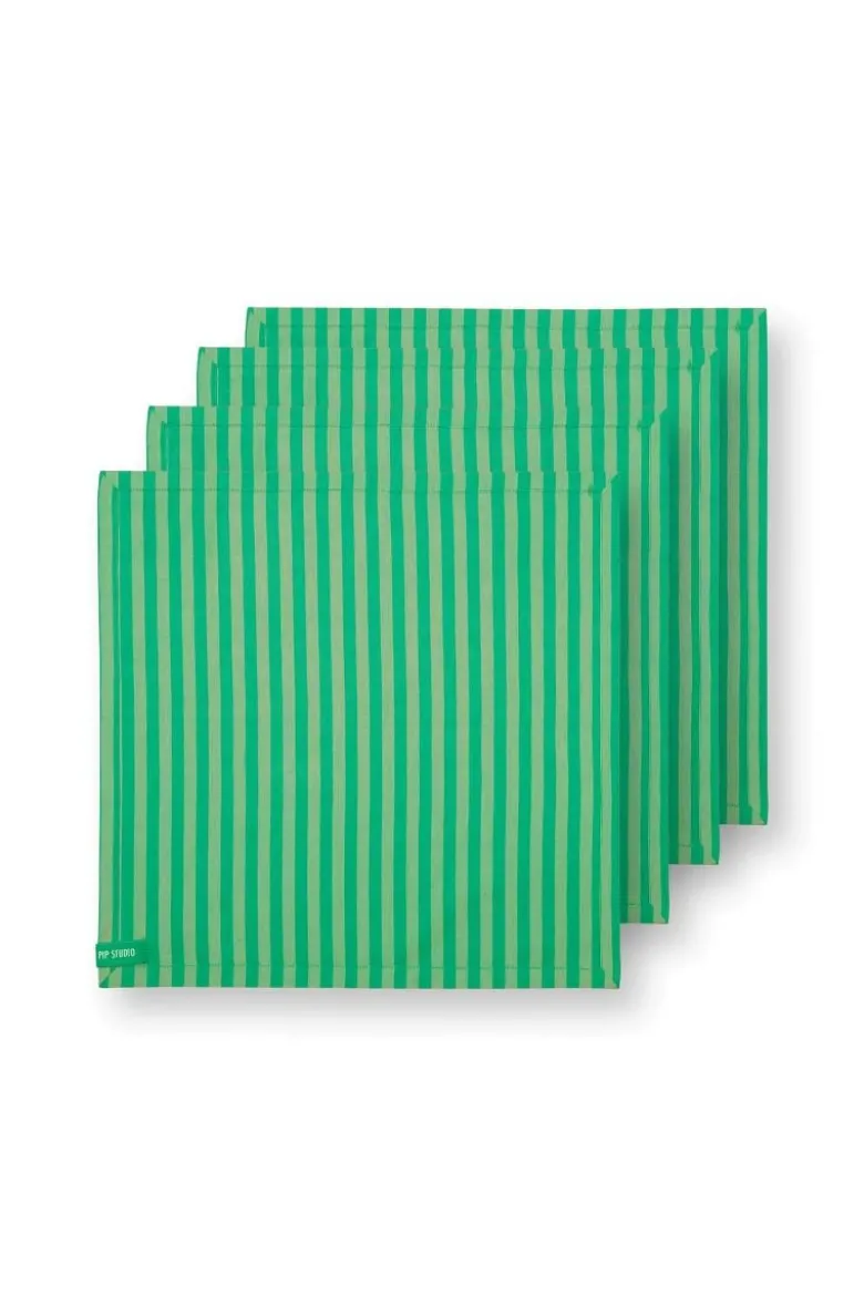 Stripes Set/4 Servietten Grün