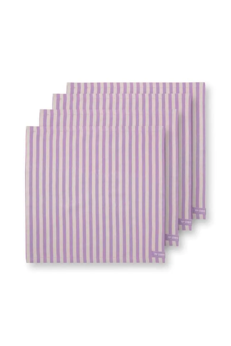 Stripes Set/4 Servietten Lila