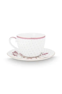Tasse & Untertasse Jolie Punkte Gold Rosa