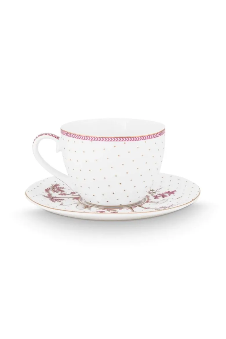 Tasse & Untertasse Jolie Punkte Gold Rosa