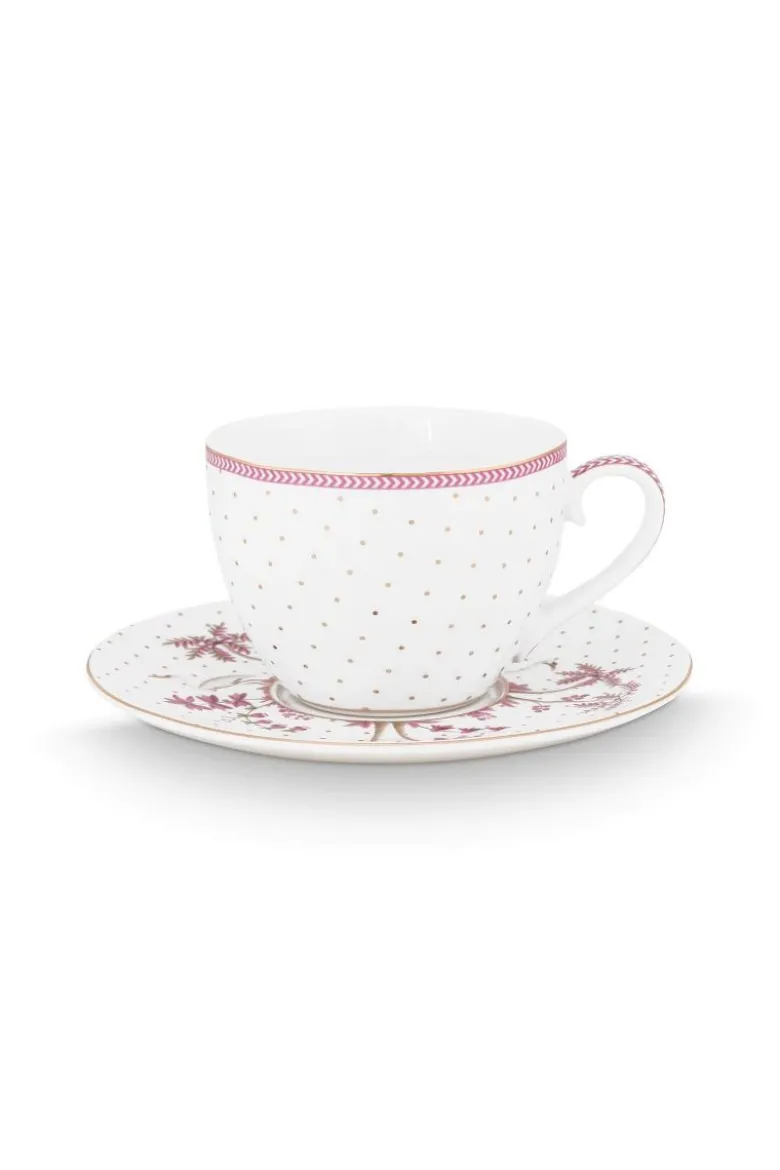 Tasse & Untertasse Jolie Punkte Gold Rosa