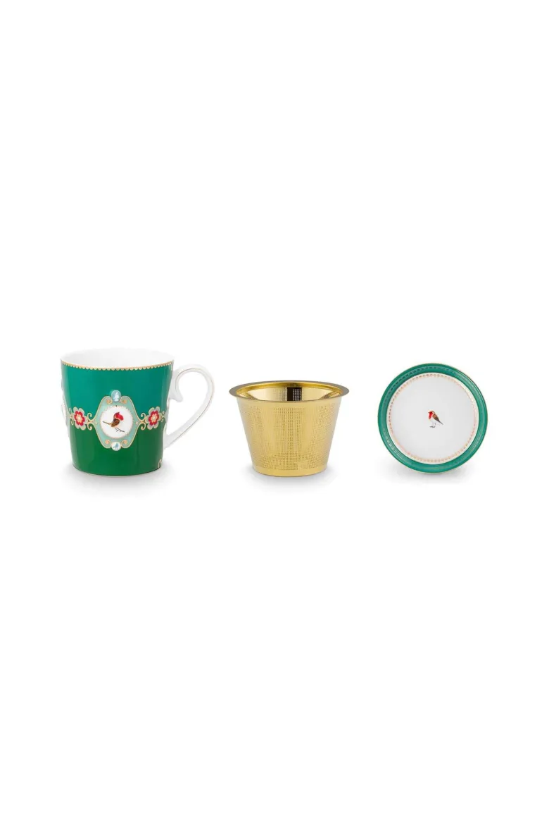 Tea for One Love Birds Medallion Emerald-Grün