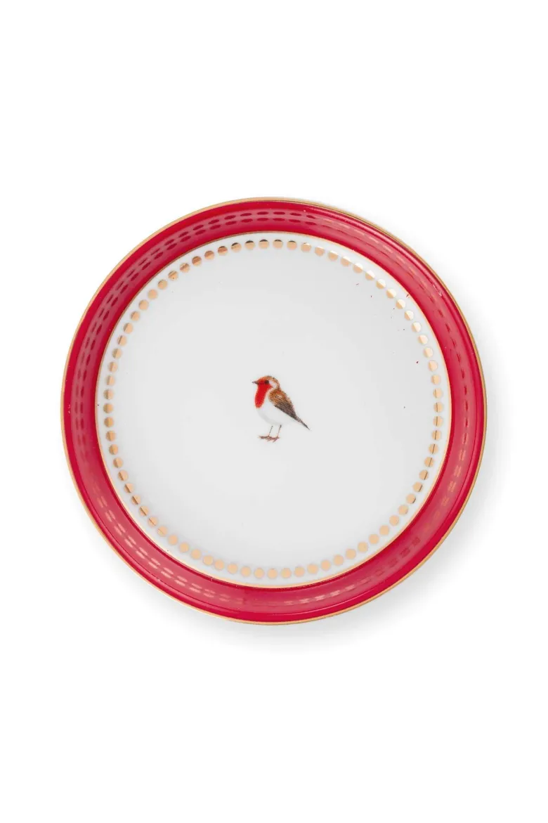 Tea for One Love Birds Medallion Rot-Rosa