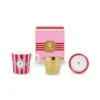 Tea for One Love Birds Medallion Streifen Rot-Rosa