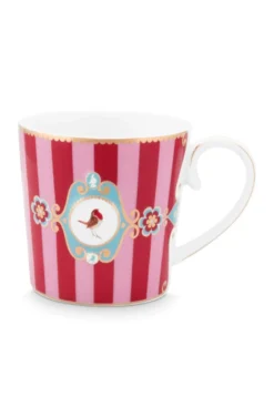Tea for One Love Birds Medallion Streifen Rot-Rosa