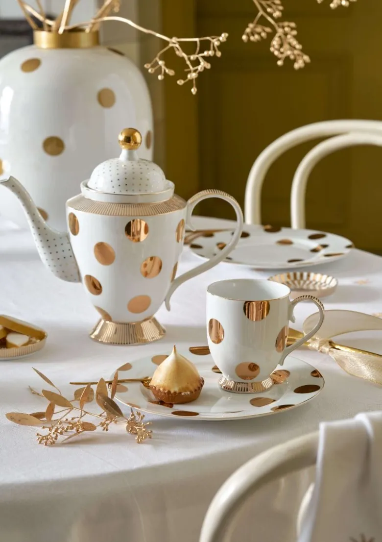 Teekanne Dot Delight Weiss-Gold