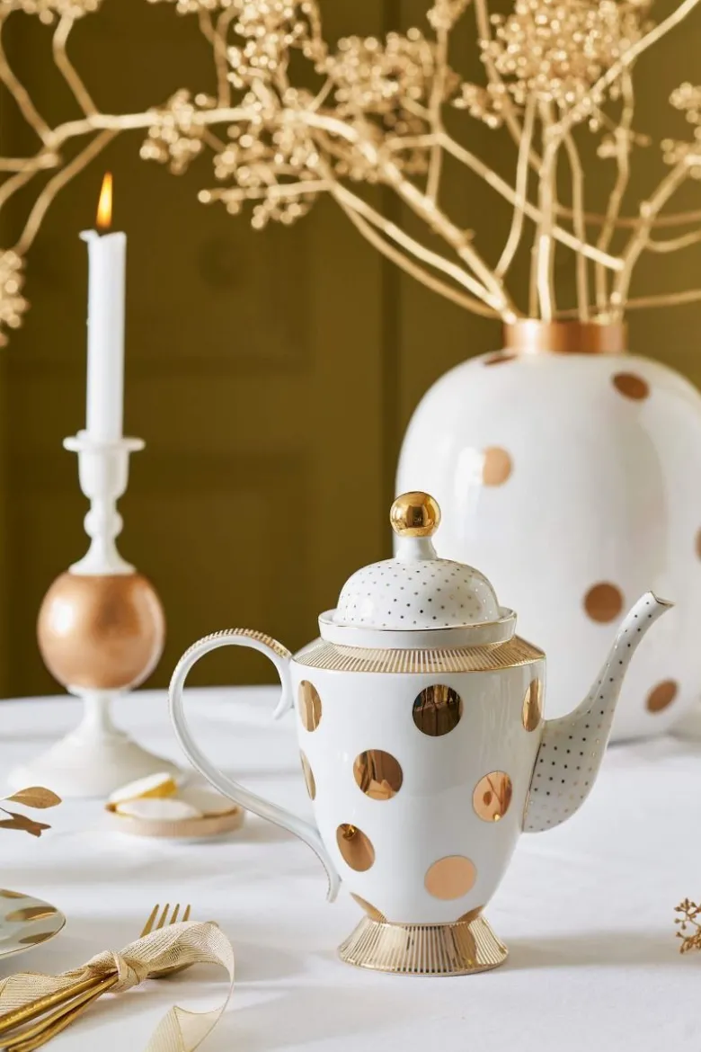 Teekanne Dot Delight Weiss-Gold