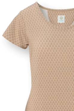 Tilly Top Kurze Ärmeln Thousand Leaves Beige