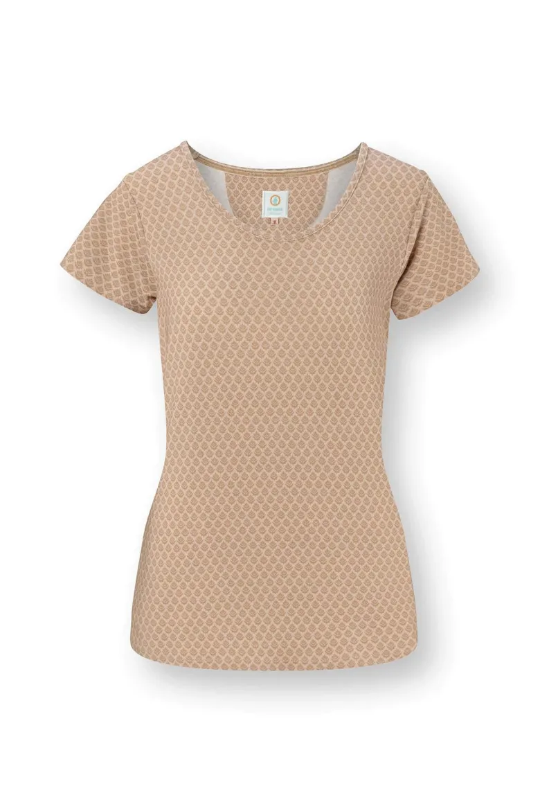 Tilly Top Kurze Ärmeln Thousand Leaves Beige
