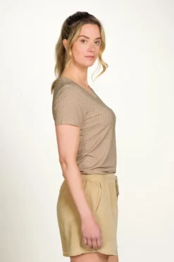 Tilly Top Kurze Ärmeln Thousand Leaves Beige