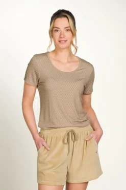 Tilly Top Kurze Ärmeln Thousand Leaves Beige