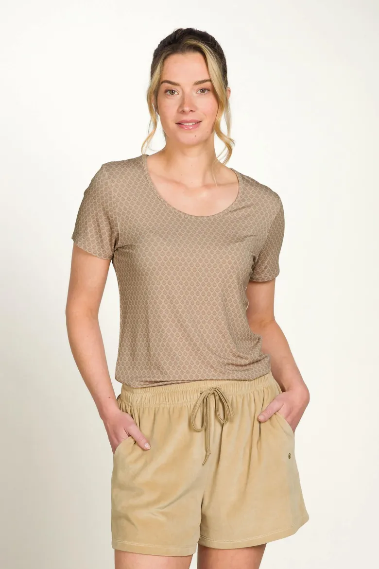 Tilly Top Kurze Ärmeln Thousand Leaves Beige