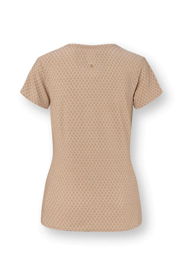 Tilly Top Kurze Ärmeln Thousand Leaves Beige