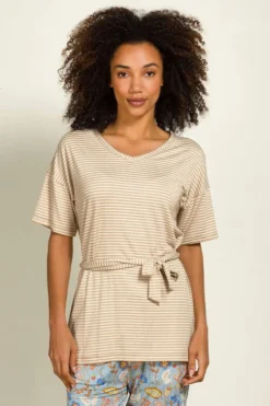 Tonya Top Kurze Ärmeln Little Sumo Stripe Sand