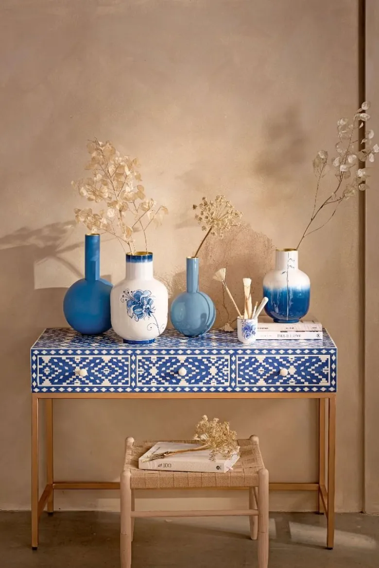 Vase Metall Pip & The Blue Bird Blau 36cm