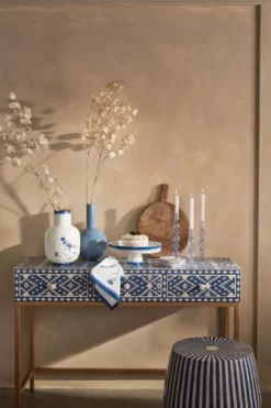 Vase Metall Pip & The Blue Bird Blau 30cm