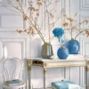 Vase Metall Streifen Hellblau/Gold 29cm