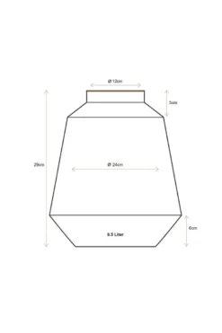 Vase Metall Streifen Hellblau/Gold 29cm