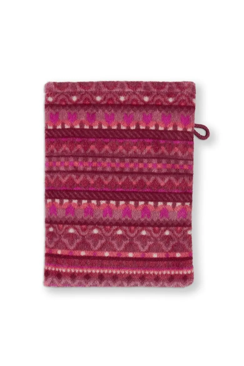 Waschlappen Set/3 Geometric Print Dunkelrosa 16x22cm