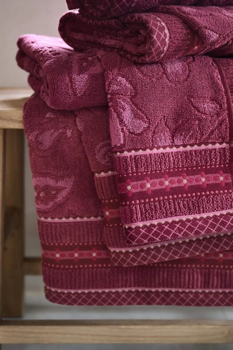 Waschlappen Set/3 Jasmin Jacquard Dunkelrosa 16x22cm